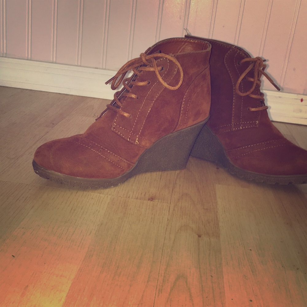 Cognac wedge heeled Ankle Booties